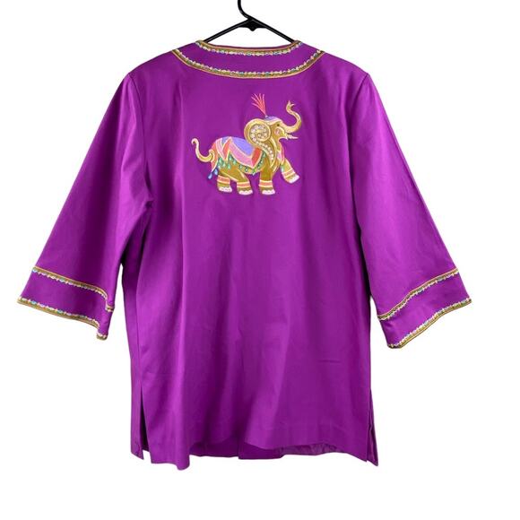 SOLD.  Bob Mackie Womens Wearable Art Elephant Embroidered Tunic Jacket Size M - Picture 4 of 8